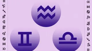 Trzy symbole zodiaku: Wodnik, Bliźnięta i **Waga jaki żywioł** – powietrza.