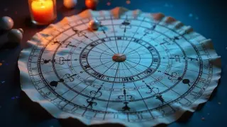 Astrologiczna mapa nieba z płonącą świecą i kulami. Czy to tu znajdziemy najbardziej toksyczny znak zodiaku?