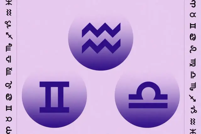 Trzy symbole zodiaku: Wodnik, Bliźnięta i **Waga jaki żywioł** – powietrza.